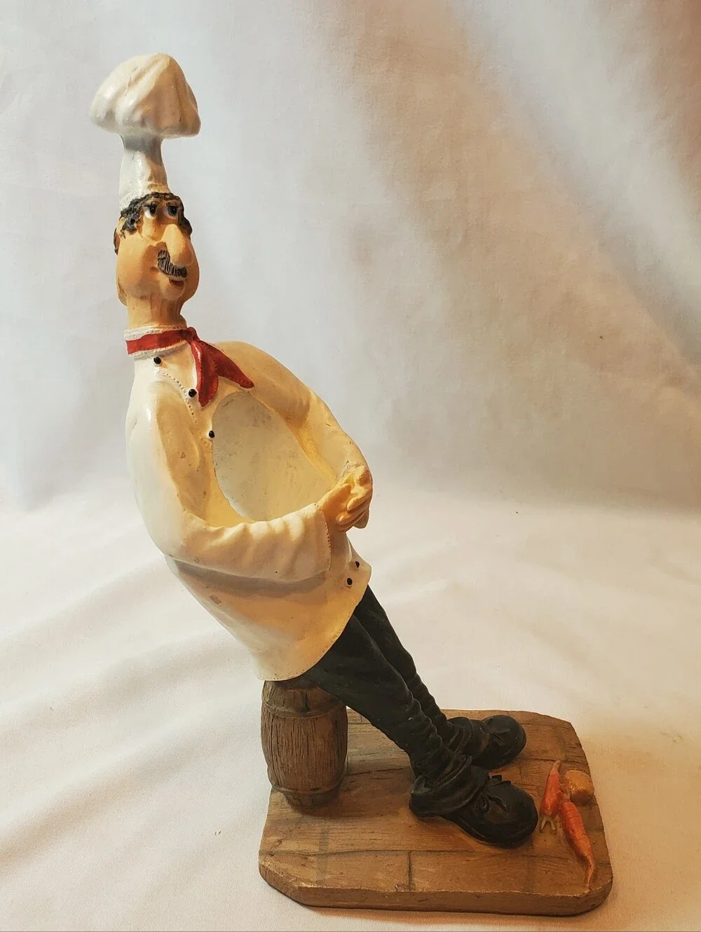 Chef Figurine Vtg Resin Napkin Ring Small Bottle Holder 9-1/2